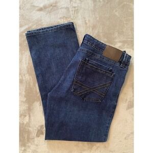 TK Axel Slim Boot Jeans Sz 36x32 Blue Stretch Dark Wash Western Cowboy Workwear